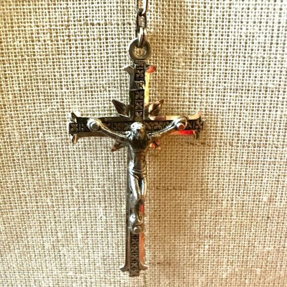 Roma sterling silver purple glass beaded rosary - Picture 4 of 14